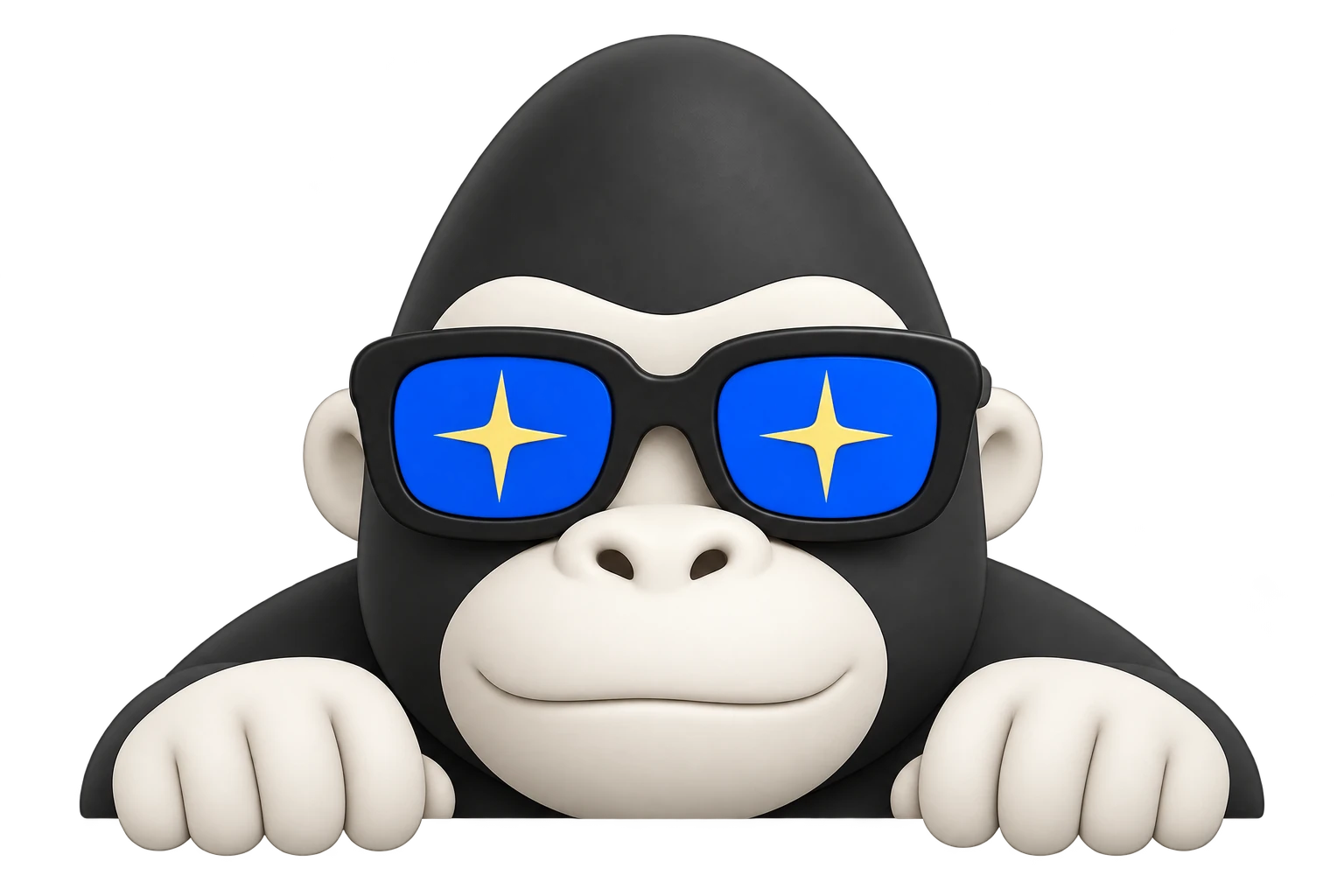Giorgio’s monkey peeking over the edge with both hands